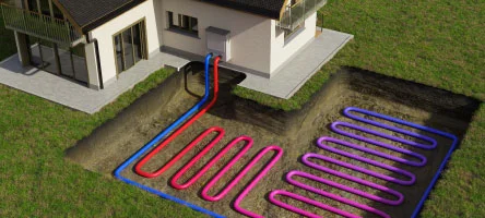 Geothermal ground-loop installation diagram